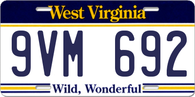 WV license plate 9VM692