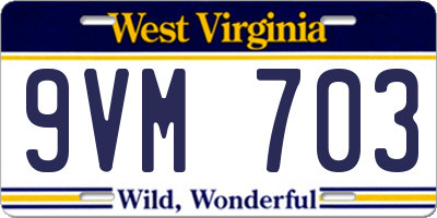 WV license plate 9VM703