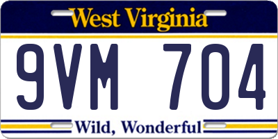 WV license plate 9VM704