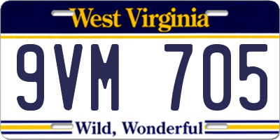 WV license plate 9VM705