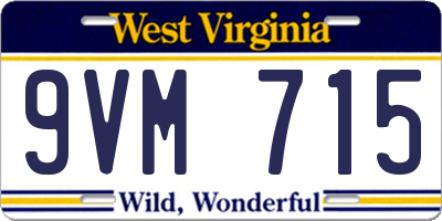 WV license plate 9VM715