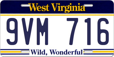 WV license plate 9VM716