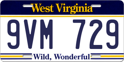 WV license plate 9VM729