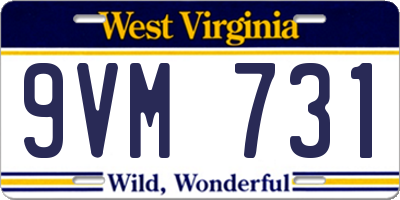 WV license plate 9VM731