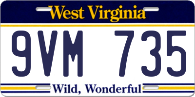 WV license plate 9VM735