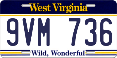 WV license plate 9VM736