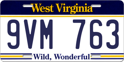 WV license plate 9VM763