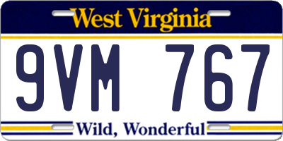 WV license plate 9VM767