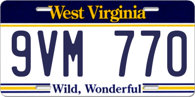 WV license plate 9VM770