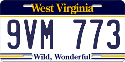 WV license plate 9VM773