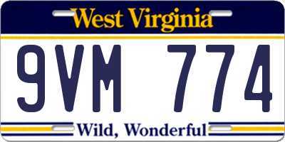 WV license plate 9VM774