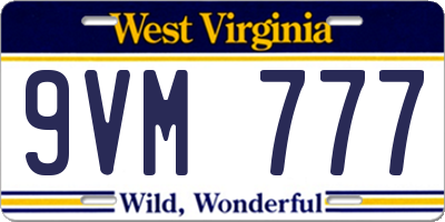WV license plate 9VM777