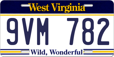 WV license plate 9VM782