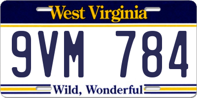 WV license plate 9VM784