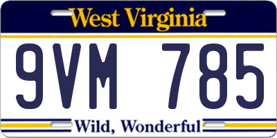 WV license plate 9VM785
