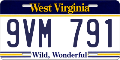 WV license plate 9VM791