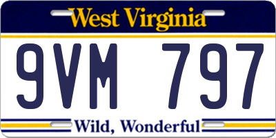 WV license plate 9VM797