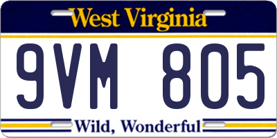 WV license plate 9VM805