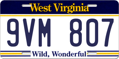 WV license plate 9VM807