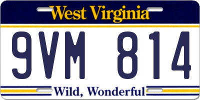 WV license plate 9VM814