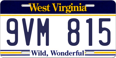 WV license plate 9VM815