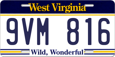 WV license plate 9VM816