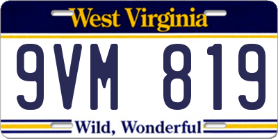 WV license plate 9VM819