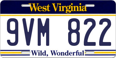 WV license plate 9VM822