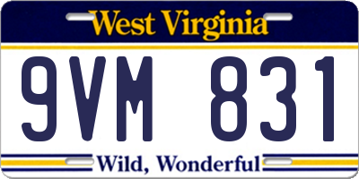 WV license plate 9VM831