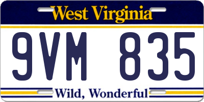 WV license plate 9VM835