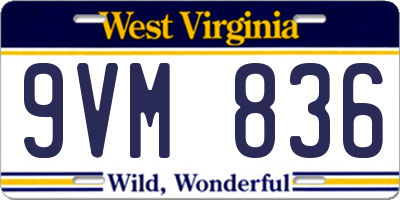 WV license plate 9VM836