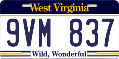 WV license plate 9VM837