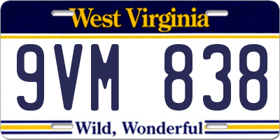 WV license plate 9VM838
