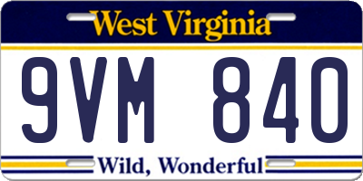 WV license plate 9VM840