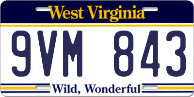 WV license plate 9VM843