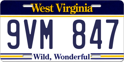 WV license plate 9VM847