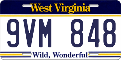 WV license plate 9VM848