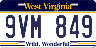 WV license plate 9VM849