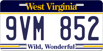 WV license plate 9VM852