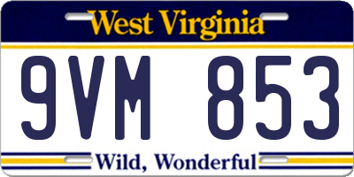 WV license plate 9VM853