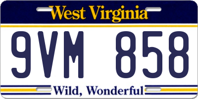 WV license plate 9VM858