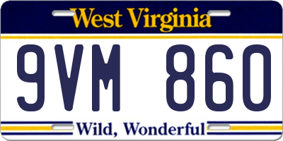 WV license plate 9VM860
