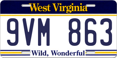 WV license plate 9VM863