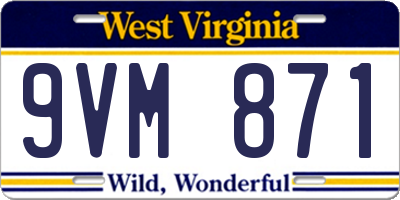 WV license plate 9VM871