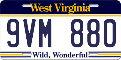 WV license plate 9VM880