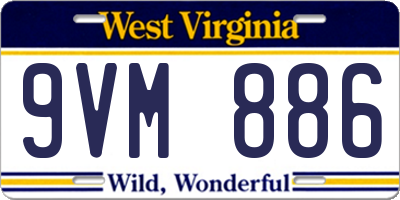 WV license plate 9VM886