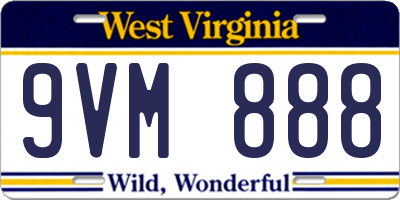 WV license plate 9VM888
