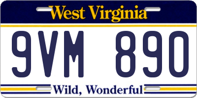 WV license plate 9VM890