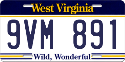 WV license plate 9VM891