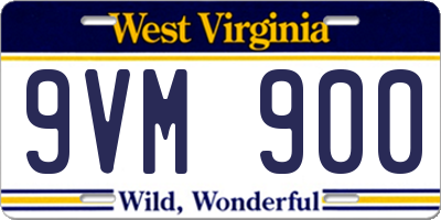 WV license plate 9VM900